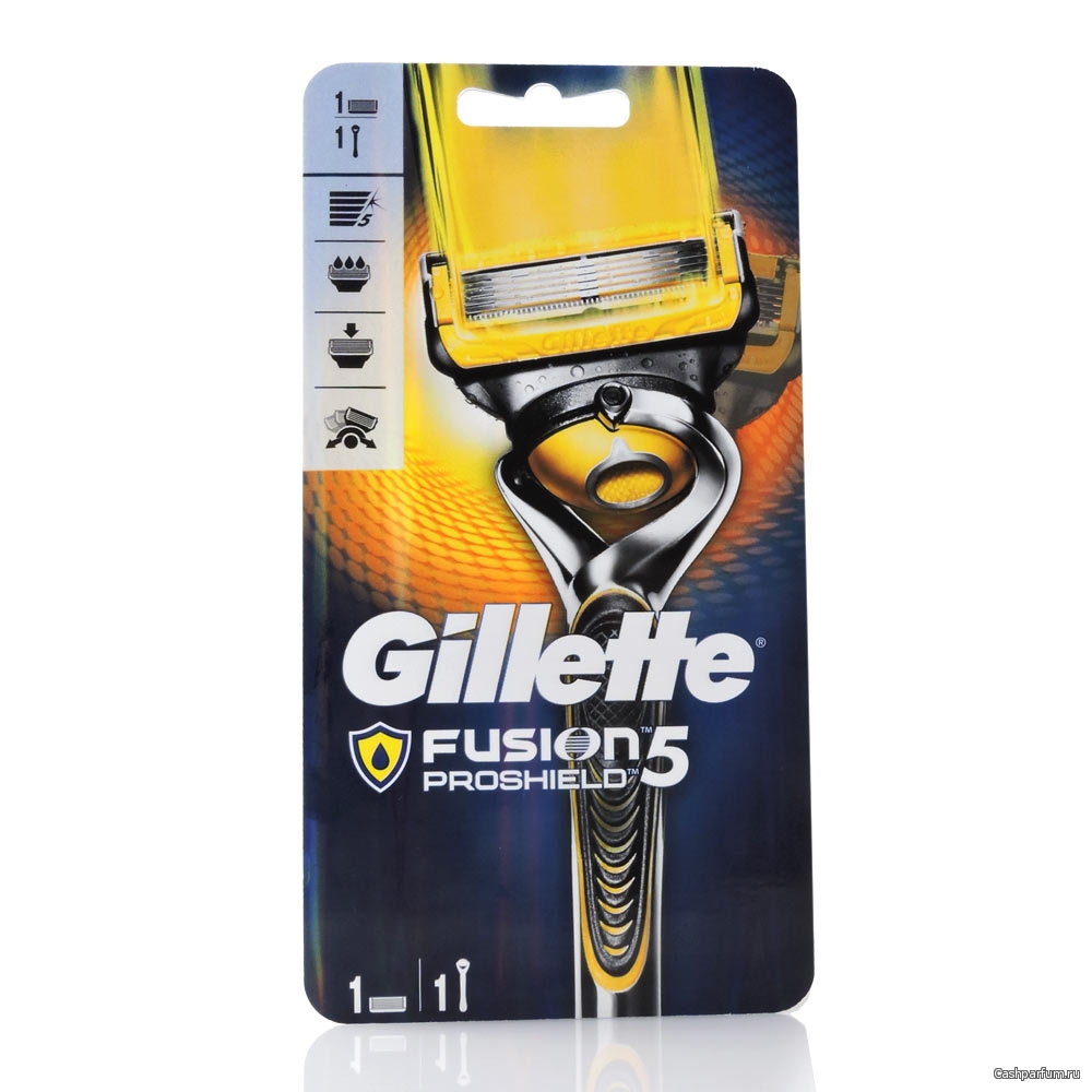 картинка Джилет Фьюжн Прошилд (желтый) / Gillette Fusion5 ProShield - Станок для бритья с 1 сменной кассетой